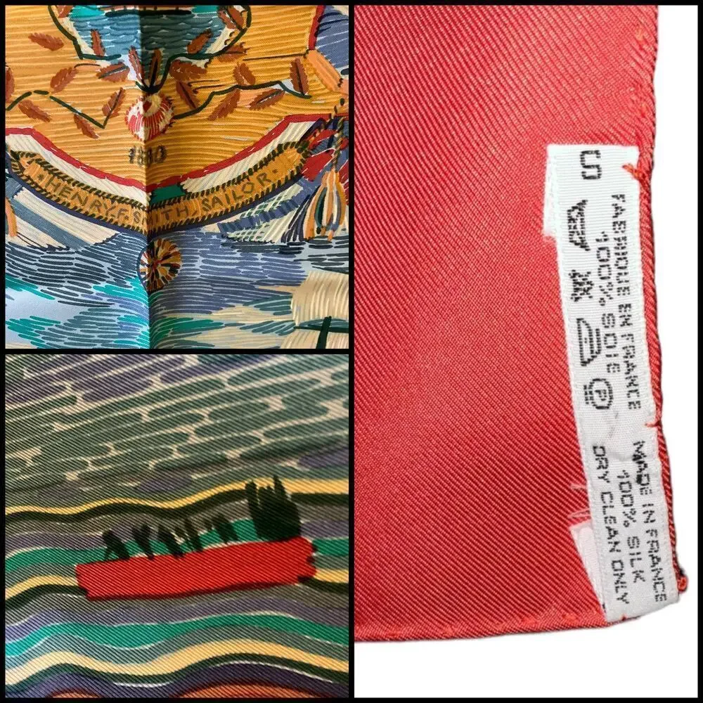 Hermes Scarf  Henry F. Smith Sailor 90cm 100% Silk Square Scarf - Picture 6 of 15